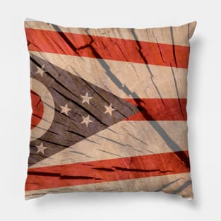 Ohio State Wood Flag Pillow