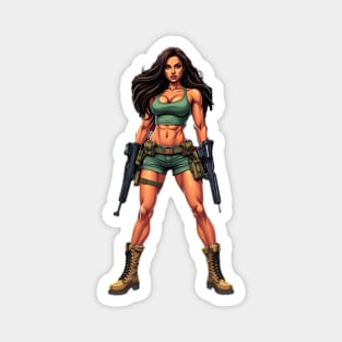 Machine Gun Girl Magnet