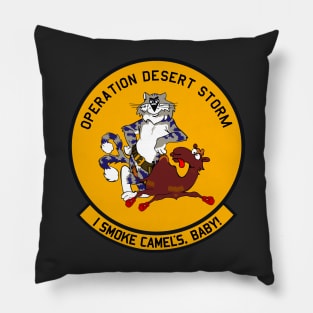 F-14 Tomcat - I Smoke Camels, Baby! Operation Desert Storm - Clean Style Pillow