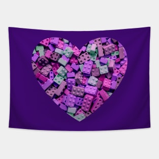 Purple and Pink Colorful Candy Building Blocks and Bricks Heart Photograph Tapestry