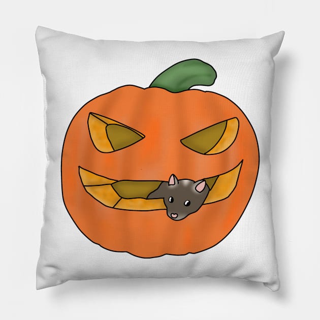 Cute brown gerbil in a pumpkin Pillow by Becky-Marie