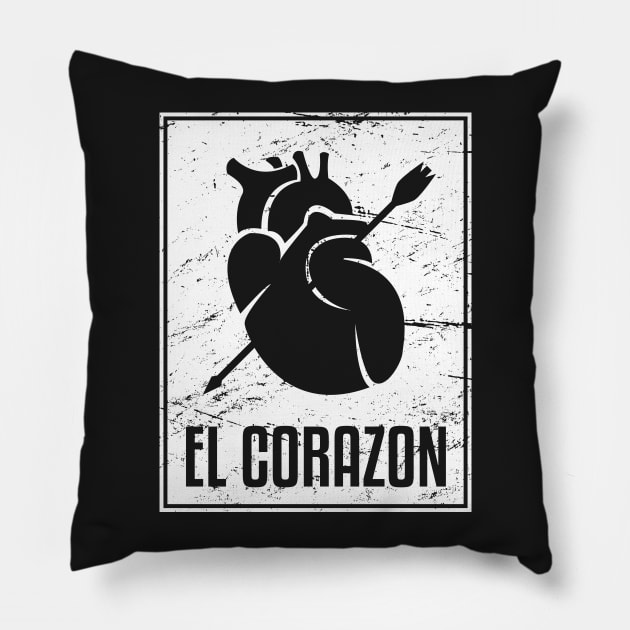 El Corazon | Loteria Mexican Tarot Card Pillow by MeatMan