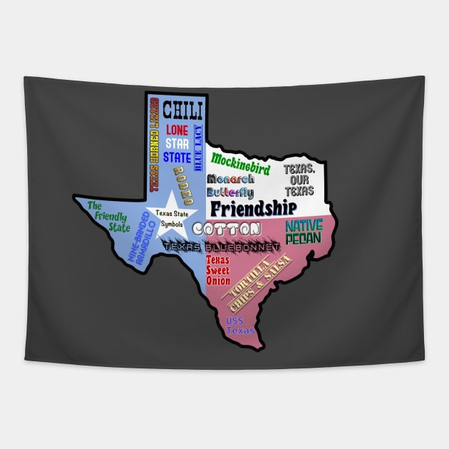 Texas State Symbols Tapestry by rand0mity