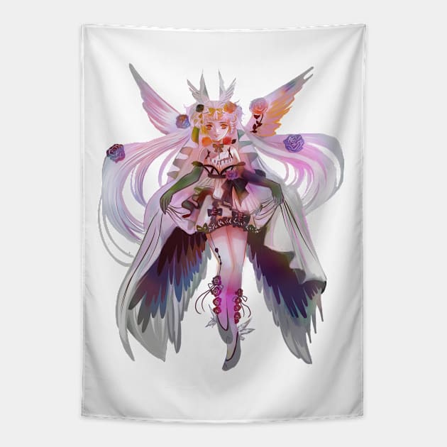 Cute anime Japanese cartoon lenaria cool graphic feminine anime art wing lady Tapestry by meisanmui