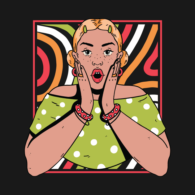 Chisme Queen Pop Art Portrait of Young Woman Gossip AT by SLAG_Creative