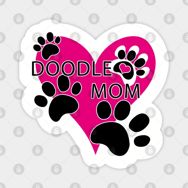 Doodle Dog Mom Big Heart Paw Prints Magnet by TLSDesigns