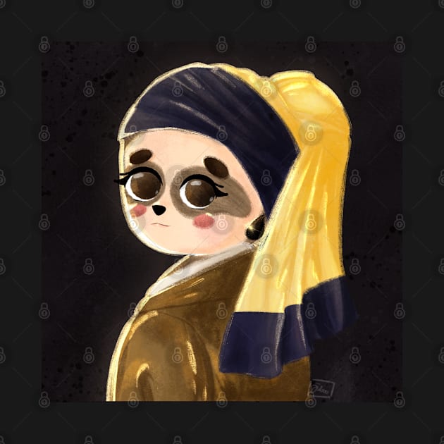 sloth with pearl earing by byjilooo