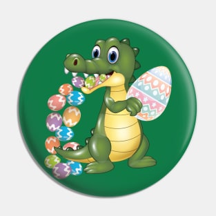 Easter Bunnysaurus Tee, Kids Cute Dinosaur with Eggs Pin