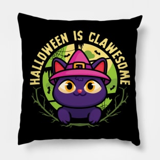 Cute Halloween Cat Halloween Is Clawesome Pillow