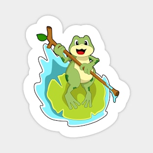 Frog as Hiker with Stick Magnet