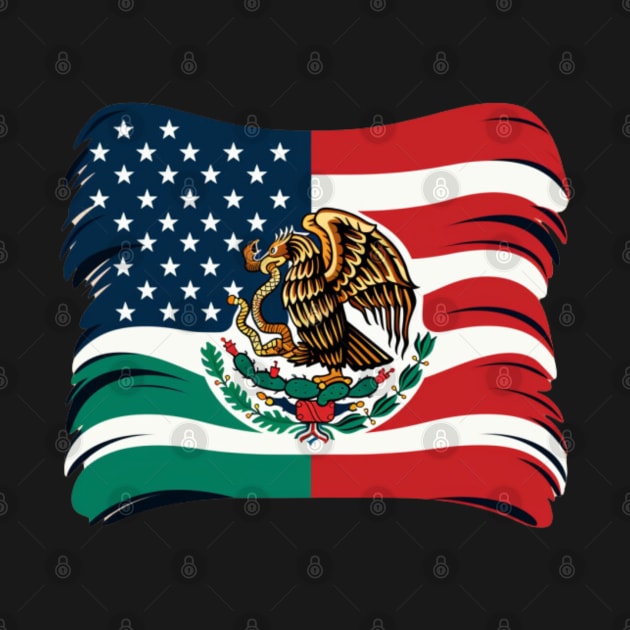 Mixed Mexican American Flag, Proud to be Mexican, Immigration by Pattyld