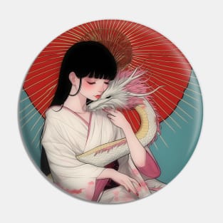 Geisha and white dragon 94008 Pin