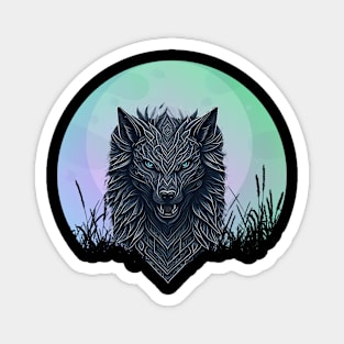 Tribal Wolf Moon Magnet