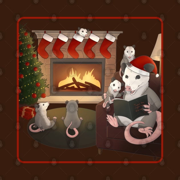 Christmas possums by Mehu Art