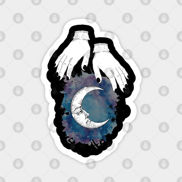 Moon and hand Boho T-shirt Magnet by Manlangit Digital Studio