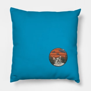 UFO cat! patch like alien and cat graphic Pillow