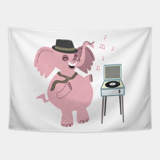 Retro Pink Elephant Tapestry