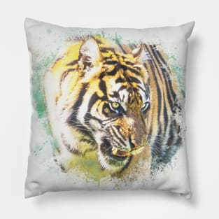 Tiger Animal Feline Wild Life Jungle Nature Freedom Travel Africa Digital Painting Pillow