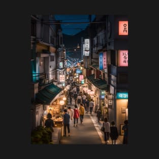 Enchanting Streets in Seoul South Korea at Night T-Shirt