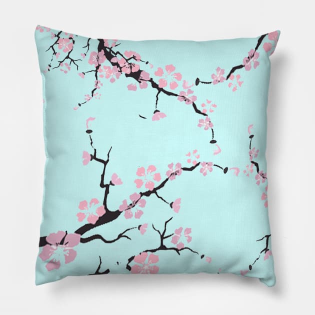 Cherry Blossom Tree Pattern Pillow by magicmirror