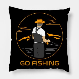 Fishing at Fishing pond Pillow