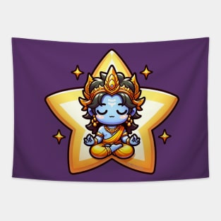 Cute Vishnu Meditating Tapestry