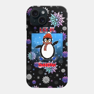 SNOWFLAKES Christmas Penguin Let it Snow Phone Case