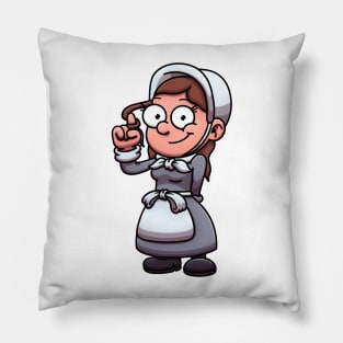 Cartoon Girl Wearing Pilgrim Clothes Pillow
