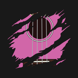 Ripped Ukulele Pink Color T-Shirt