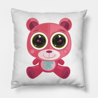 Teddy Bear - Star Eye Pink Pillow