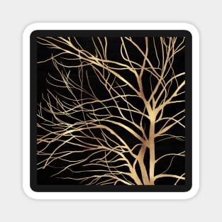 Modern Gold Tree Silhouette Minimal Black Design Magnet