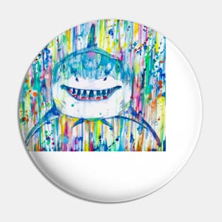 HAPPY SHARK - watercolor portrait Pin