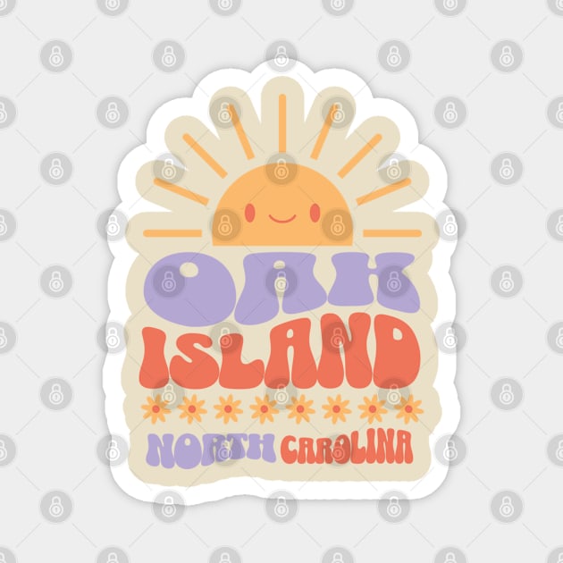 The Sun Smiles on Oak Island, North Carolina Magnet by Contentarama