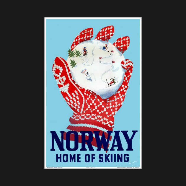 Vintage Travel Poster Norway Home of Skiing by vintagetreasure