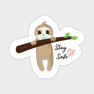 Baby Sloth With Face Mask, Stay Safe Magnet