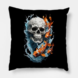 Koi Fish and Skull Pillow