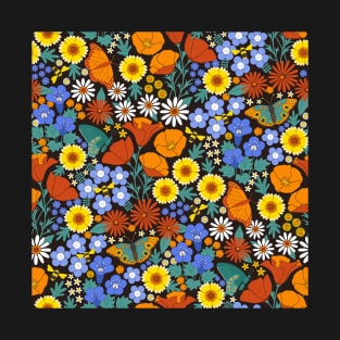 California Wildflowers in 1970s palette T-Shirt