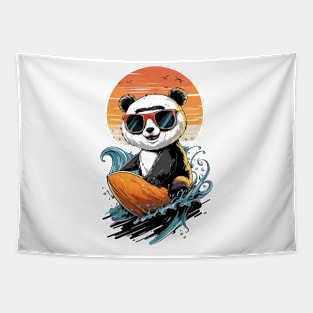 Cool Surfing Panda Bear Tapestry