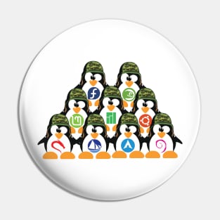 Linux Tux Penguin Army distro Logo T-shirt Pin