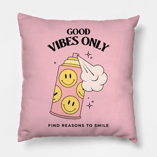 Smile Good Vibes Only Smiley Face Happy Stay Positive Pillow