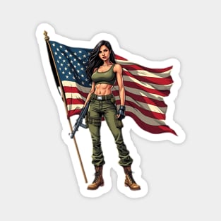 Female US Army Soldier Magnet