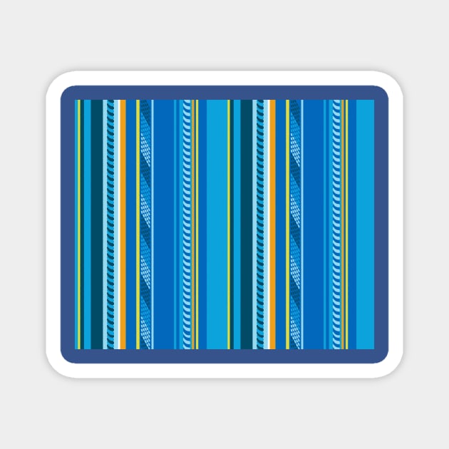 Blue Funky Stripes Magnet by Carolina Díaz