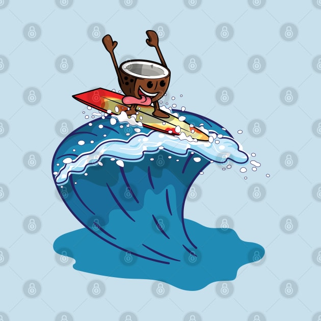 Cute coconut surfing in a giant wave by TTirex