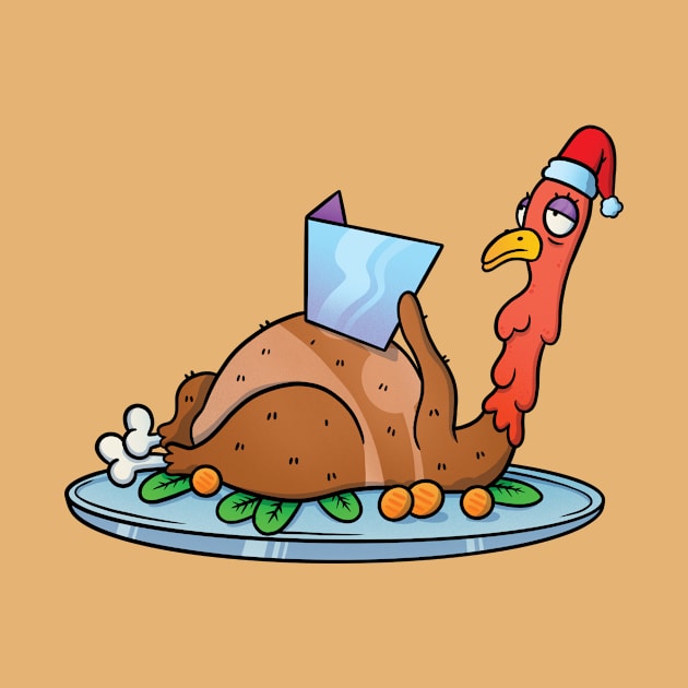 Thanksgiving Suntanning Turkey with Santa Hat by royalsass