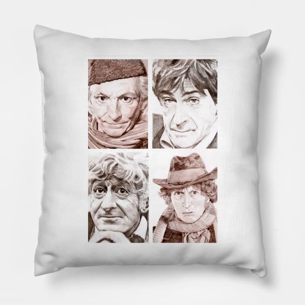 Hartnell/Troughton/Pertwee/Baker Pillow by Grant Hudson