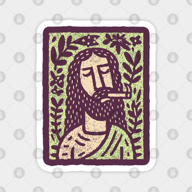 Meditative Jesus | Sacred Herbal Sacrament Magnet by TuncGK