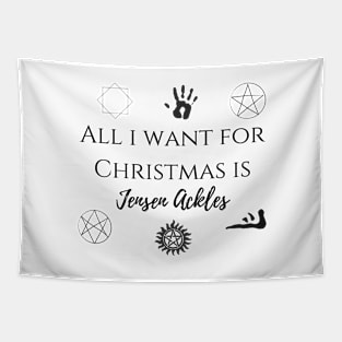 all i want for Christmas is Jensen Ackles Tapestry