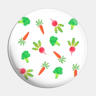 Veggie garden pattern with broccoli, radishes and carrots Pin