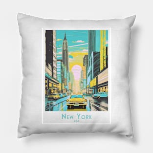 Vintage New York Sunset Pillow