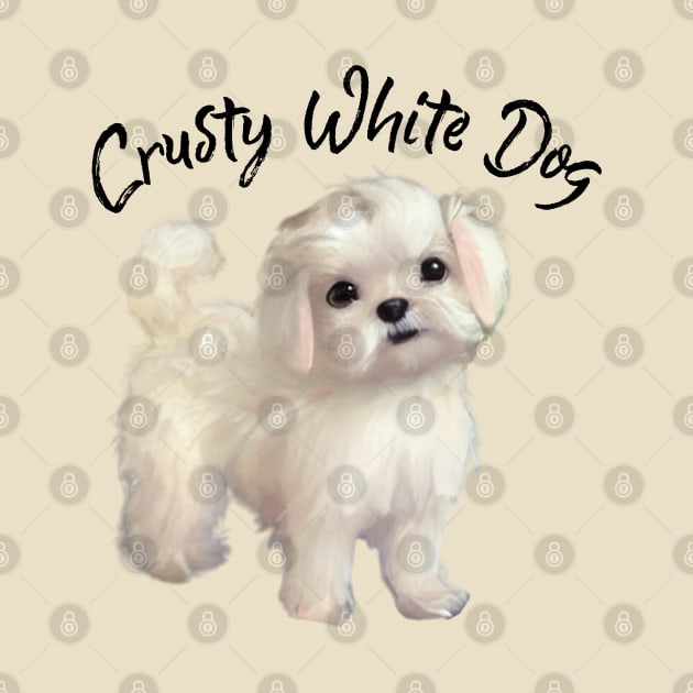 Just A Cute Little Crusty White Dog with Fluffy Curly Hair by Mochabonk